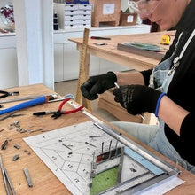 Load image into Gallery viewer, leaded stained glass setup on a table
