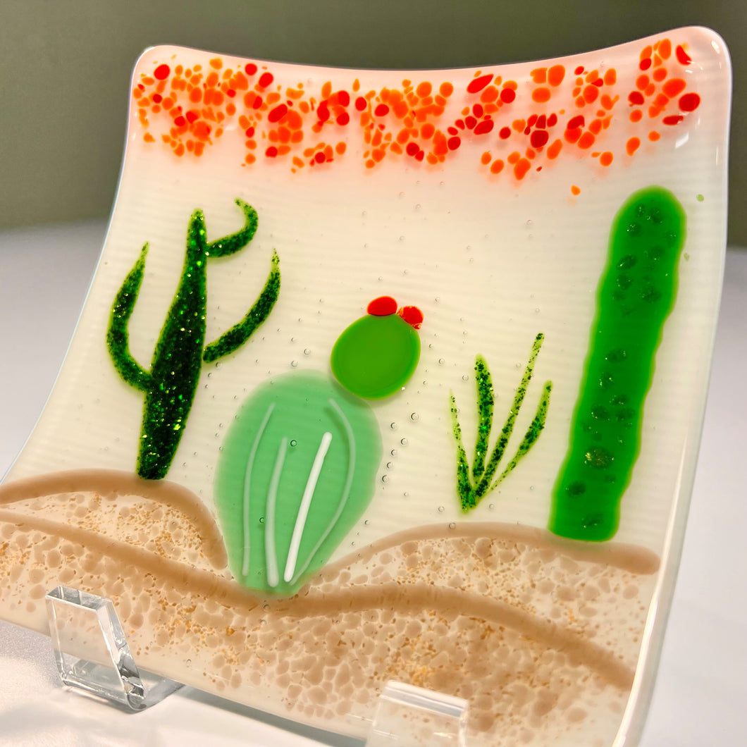 Fused Glass Cactus Plate