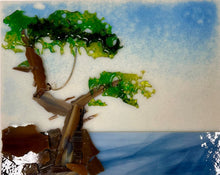 Load image into Gallery viewer, Fused Glass Coastal Scene with Tree
