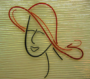 Fused Glass Happy Woman in Hat 